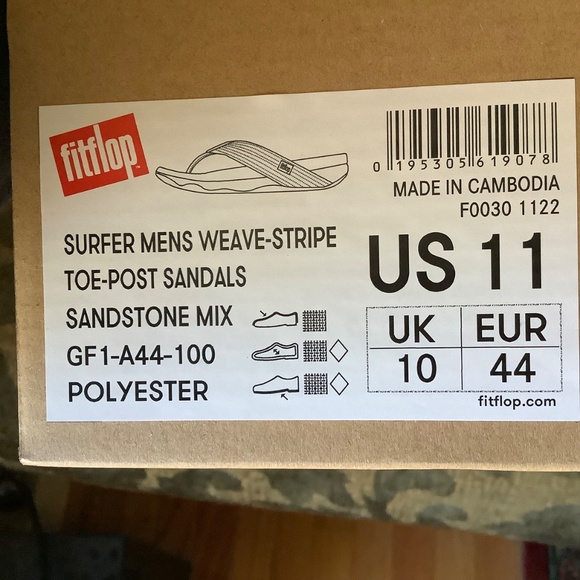 Fitflop Surfer Weave Striped Men’s Toe-Post Sandal Sandstone - Picture 16 of 16